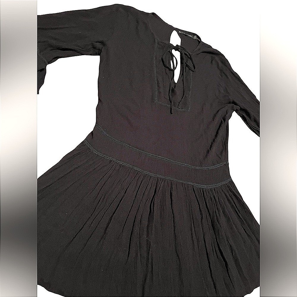 ViX Paula Hermanny Black Ruffle Sleeve Mini Dress Beach Cover Up Womens Medium - Picture 3 of 6